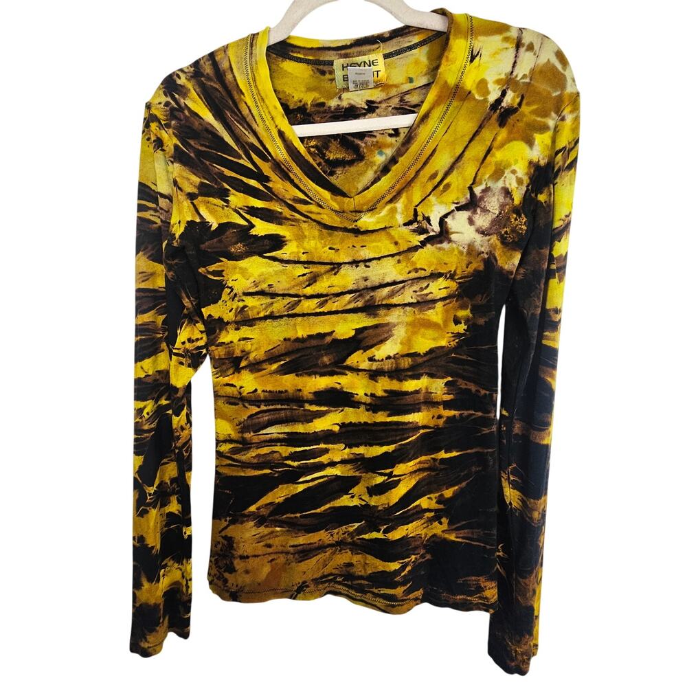 Heyne Bogut Womens Hand Dyed Top Size 2 Stretch Tie Dye Artsy Boho Chic Hippie